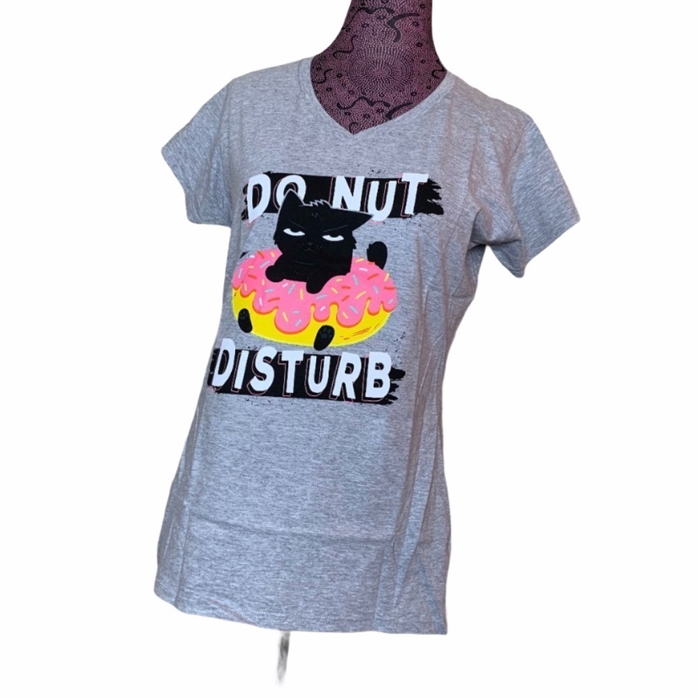 Do Not Disturb Black Cat Doughnut Shirt XL